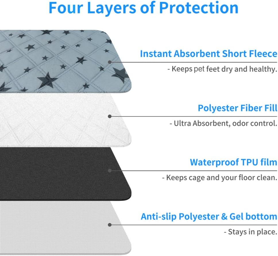 Washable Pee Pads for Dogs, Reusable, Absorbent, Leakproof, Non Slip Pet Puppy Pads for Potty Training. Gray Stars, 18x24 Inch(4pack)