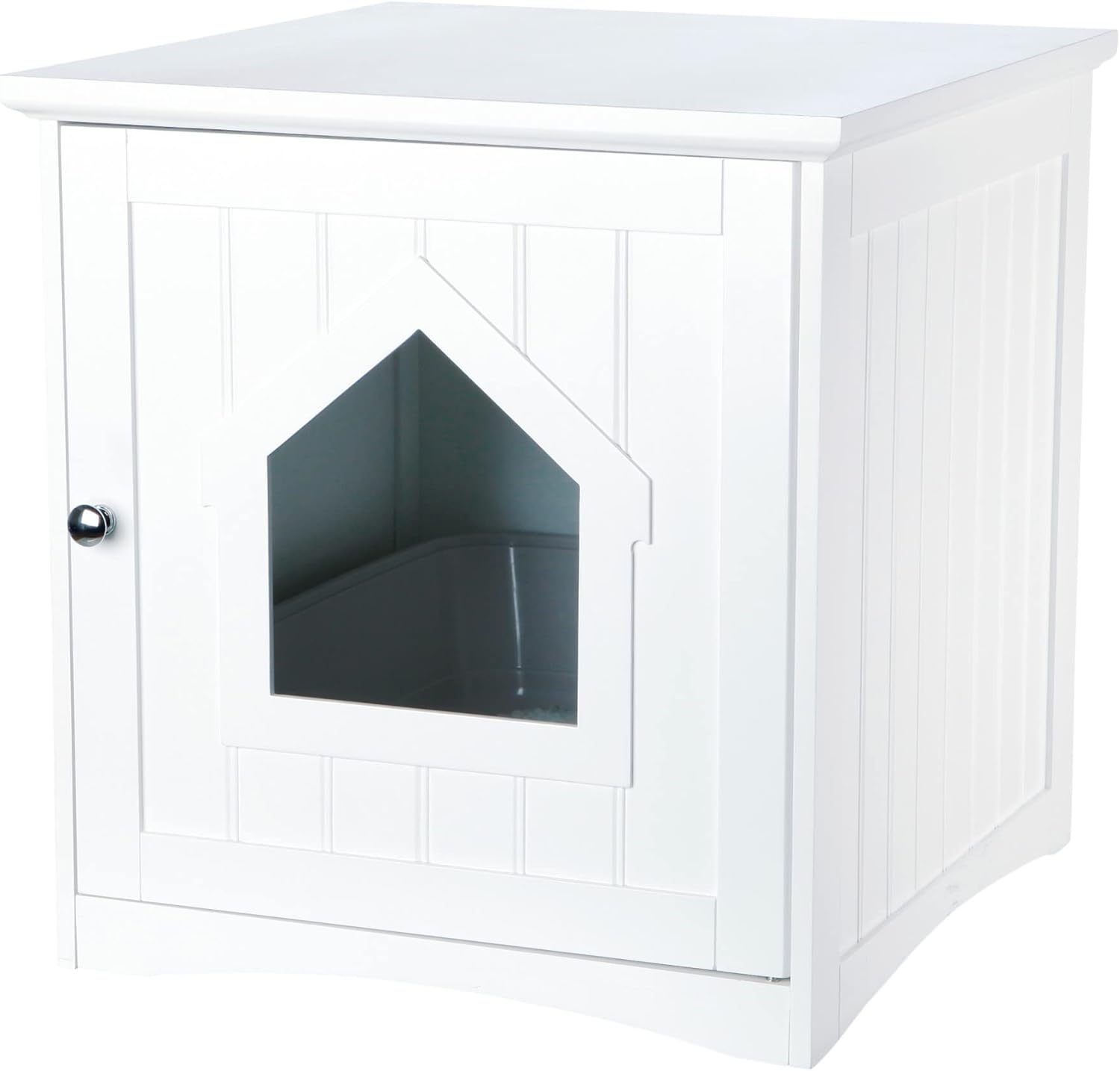 Litter Box Enclosure, Hidden Kitty Litter Box Cabinet, Furniture Style, White,(19.84 LBS)