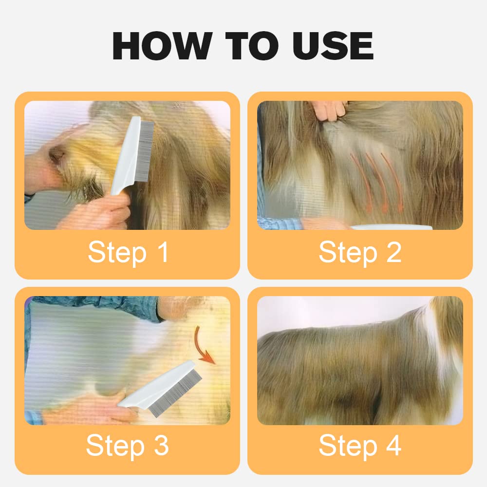 Pet Hair Comb, 2025 New Multifunctional Pet Grooming Brush Pet Hair Comb Tear Stain Removal, Fine-Tooth Stainless Grooming Massage Comb Stainless for Small Dogs Puppies