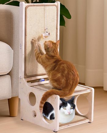 Cat Scratchers for Indoor Cats ?C L-Shaped Sisal Scratcher Pad & Cozy Scratching Post with Toy | Vertical & Horizontal Scratching Ramp for Large Cats ?C
