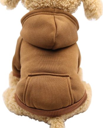 Winter Dog Hoodie Sweatshirts with Pockets Warm Dog Clothes for Small Dogs Chihuahua Coat Clothing Puppy Cat Custume (Coffee, Small)