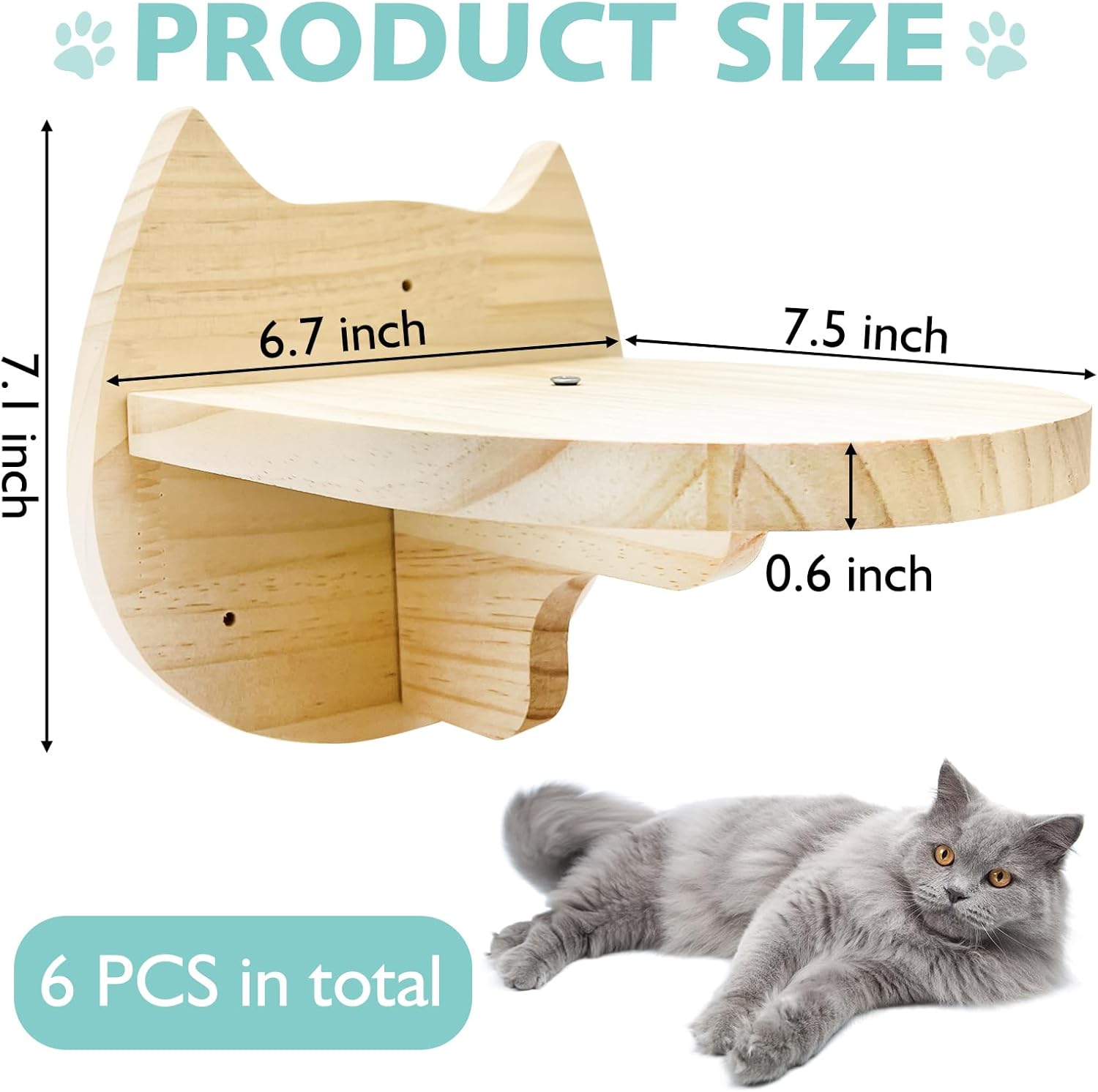 6 Cat Wall Steps Shelves Wood Climbing Shelves Stairs with Non Slip Felt Ladder Bed Furniture Perch for Springboard Playing