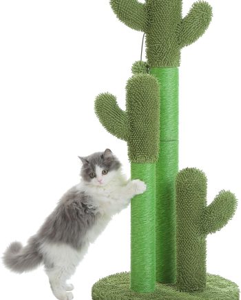 Cat Scratching Post Cactus Cat Scratcher Featuring with 3 Scratching Poles and Interactive Dangling Ball - 35 Inches