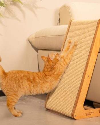 Sisal Cat Scratcher Ramp for Indoor Cats, 24.8" L Shape Scratching Post Climbing Vertical Cat Scratch Pad, Solid Wooden Cat Furniture(Medium)