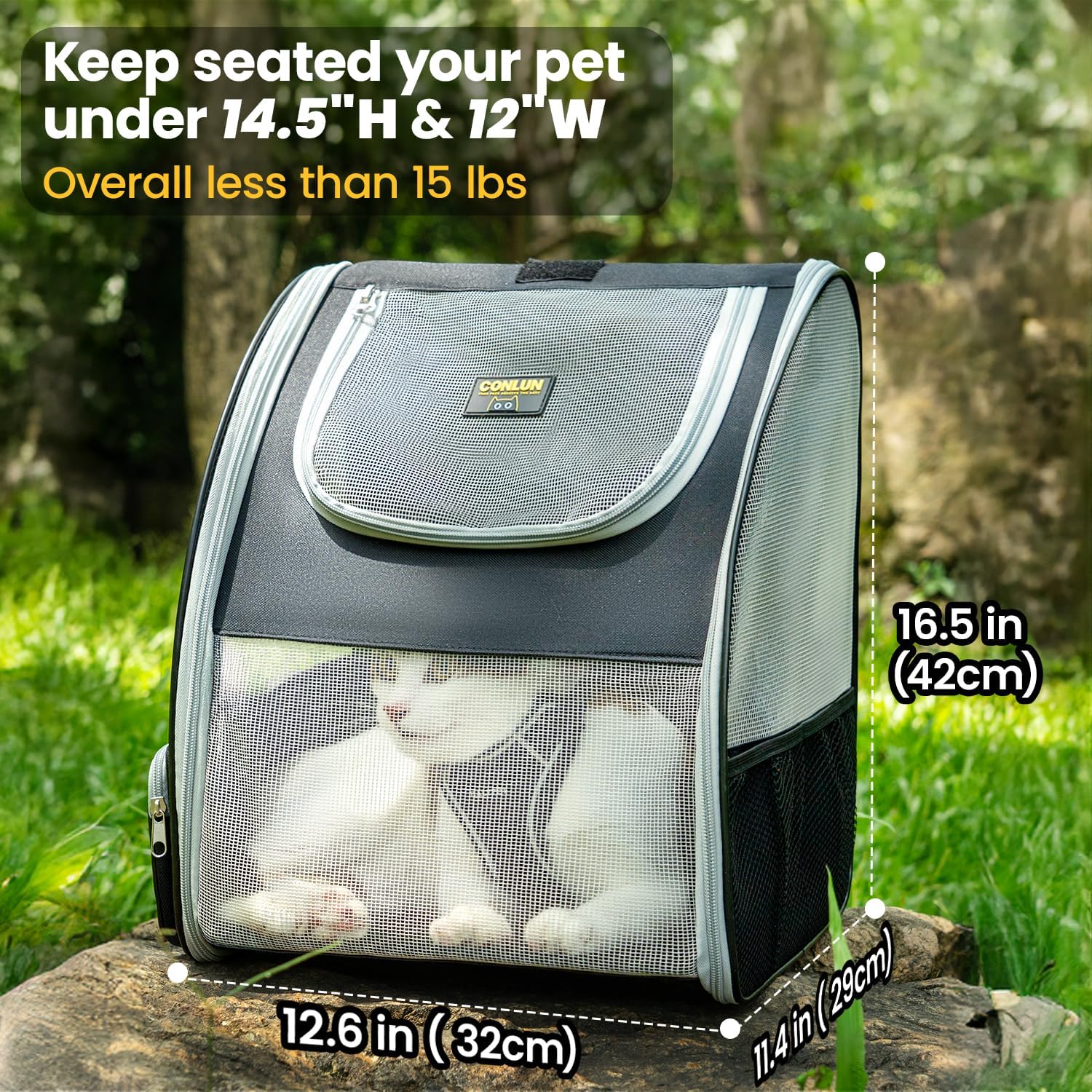 Cat Backpack Carrier for Small Dogs and Cats Fit Up to 15 Lbs,Small Dog Backpack, Expandable & Foldable with 3-Side Mesh Windows, Pet Carrier for Travel & Hiking Friendly??Gray
