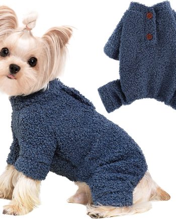 Dog Sweaters for Small Dogs Winter Small Dog Sweater Jumpsuits Fleece Warm Dog Clothes Dog Pajamas Pet Clothing Puppy Sweater Onesies for Christmas, Halloween, Thanksgiving (Medium, Blue)